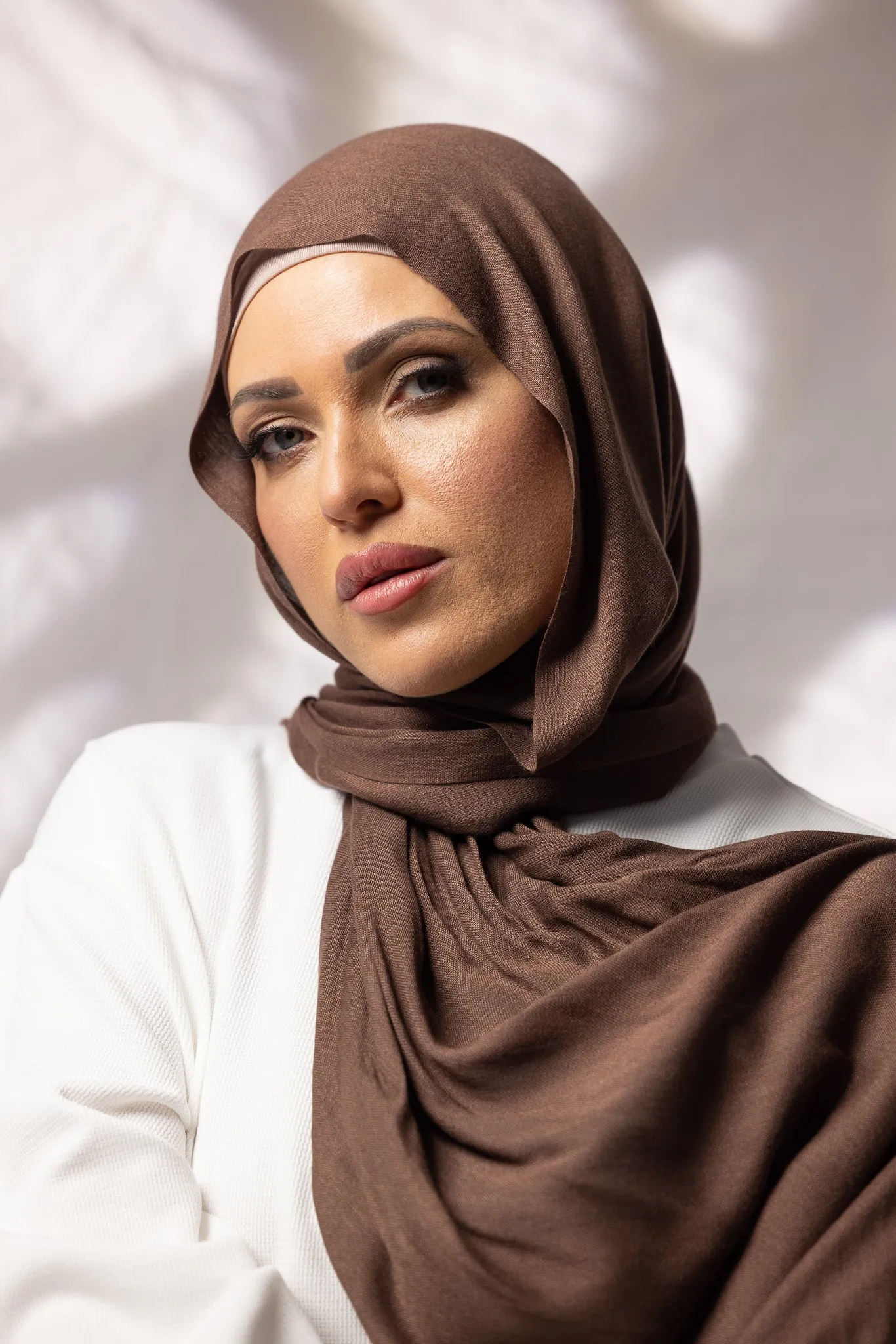 Cotton Tassleless Shawl - Shades of Dark Brown