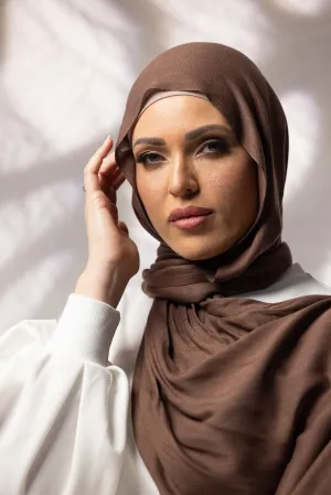 Cotton Tassleless Shawl - Shades of Dark Brown