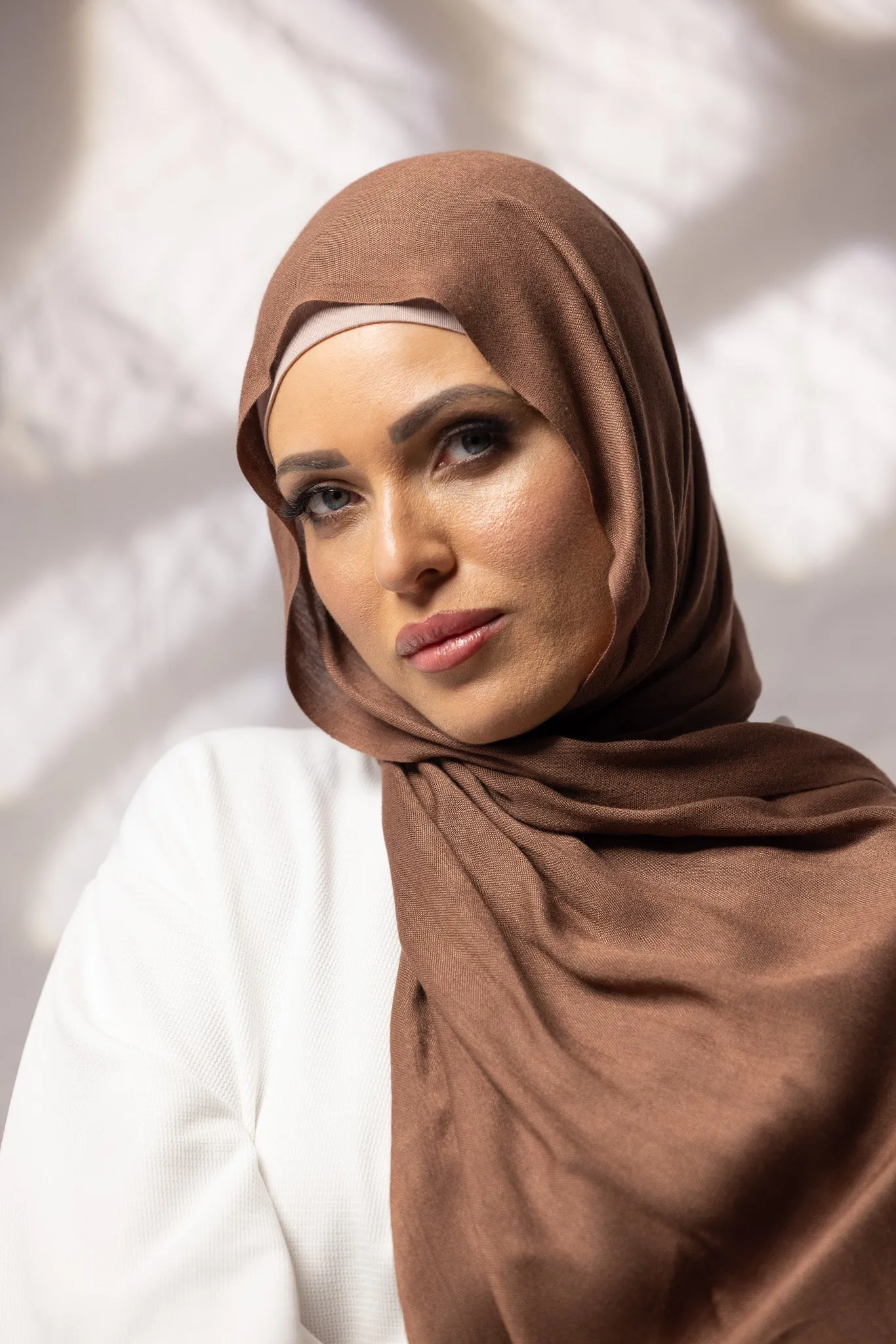 Cotton Tassleless Shawl - Shades of Dark Brown