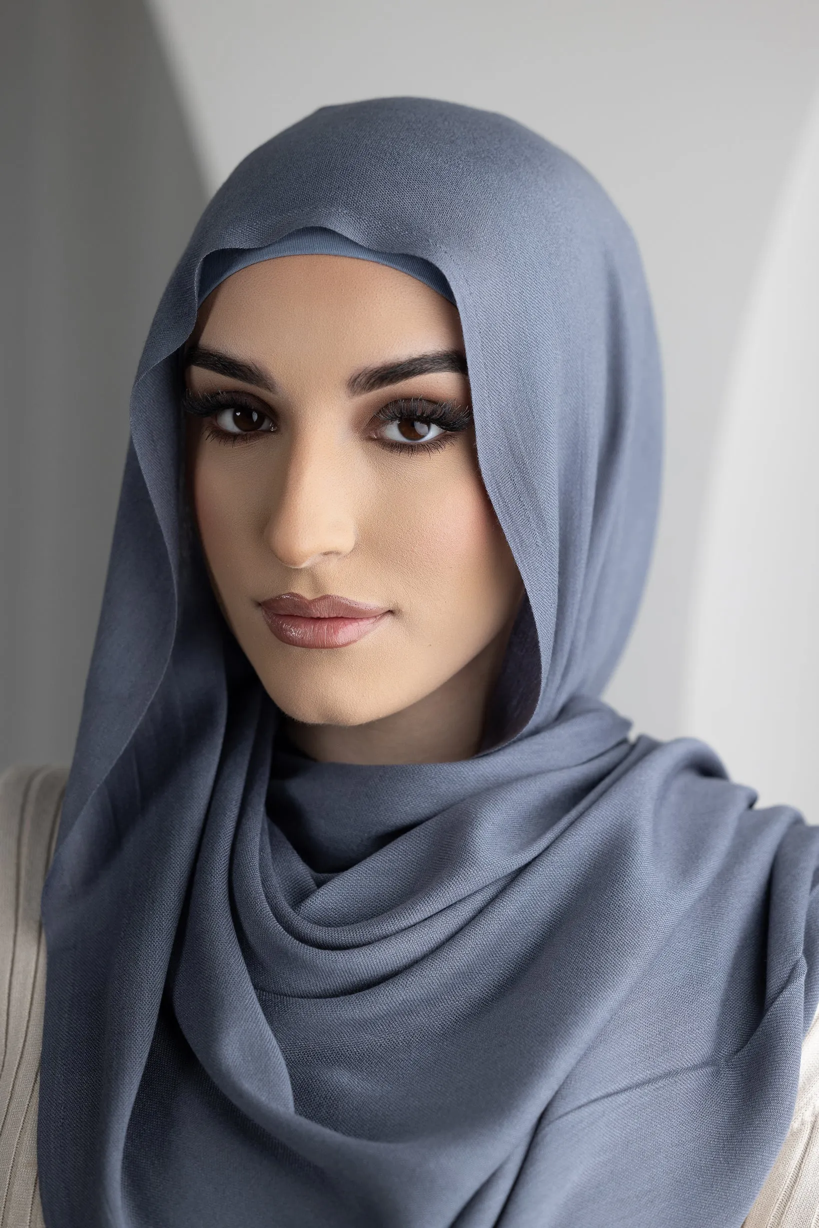 Cotton Tassleless Shawl - Shades of Grey