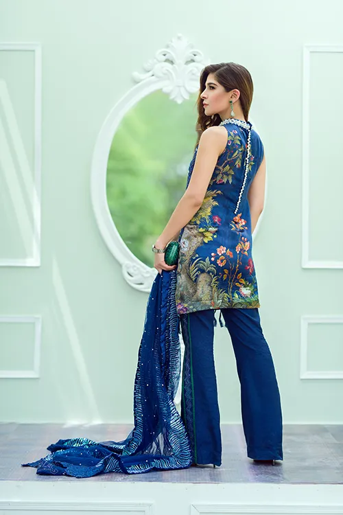 Crimson Luxe Luxury Chiffon by Saira Shakira '17 – Chinoiserie – Electric Blue