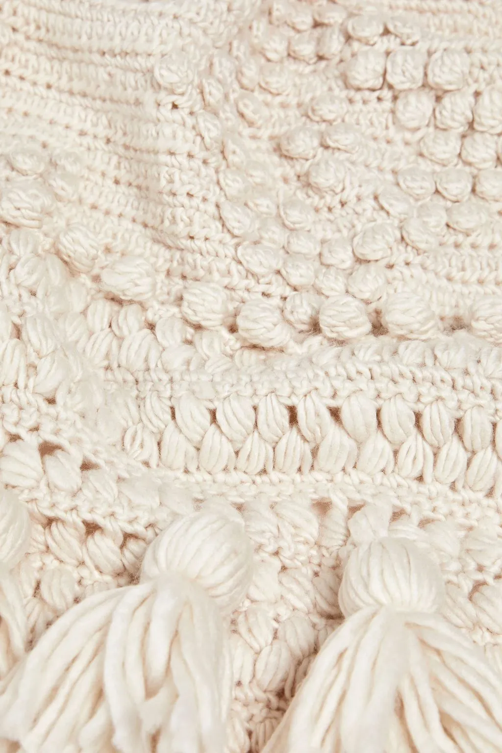 Crochet wool scarf with tassels ZIMMERMANN, ivory