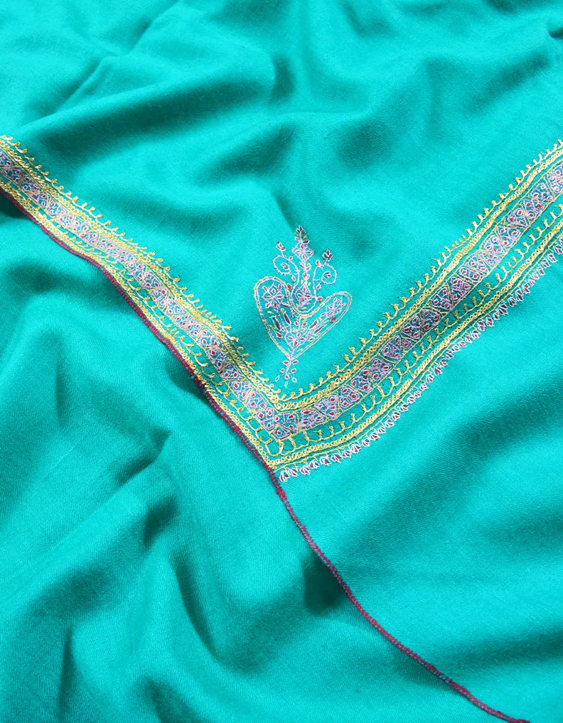 cyan tilla embroidery pashmina shawl 8121