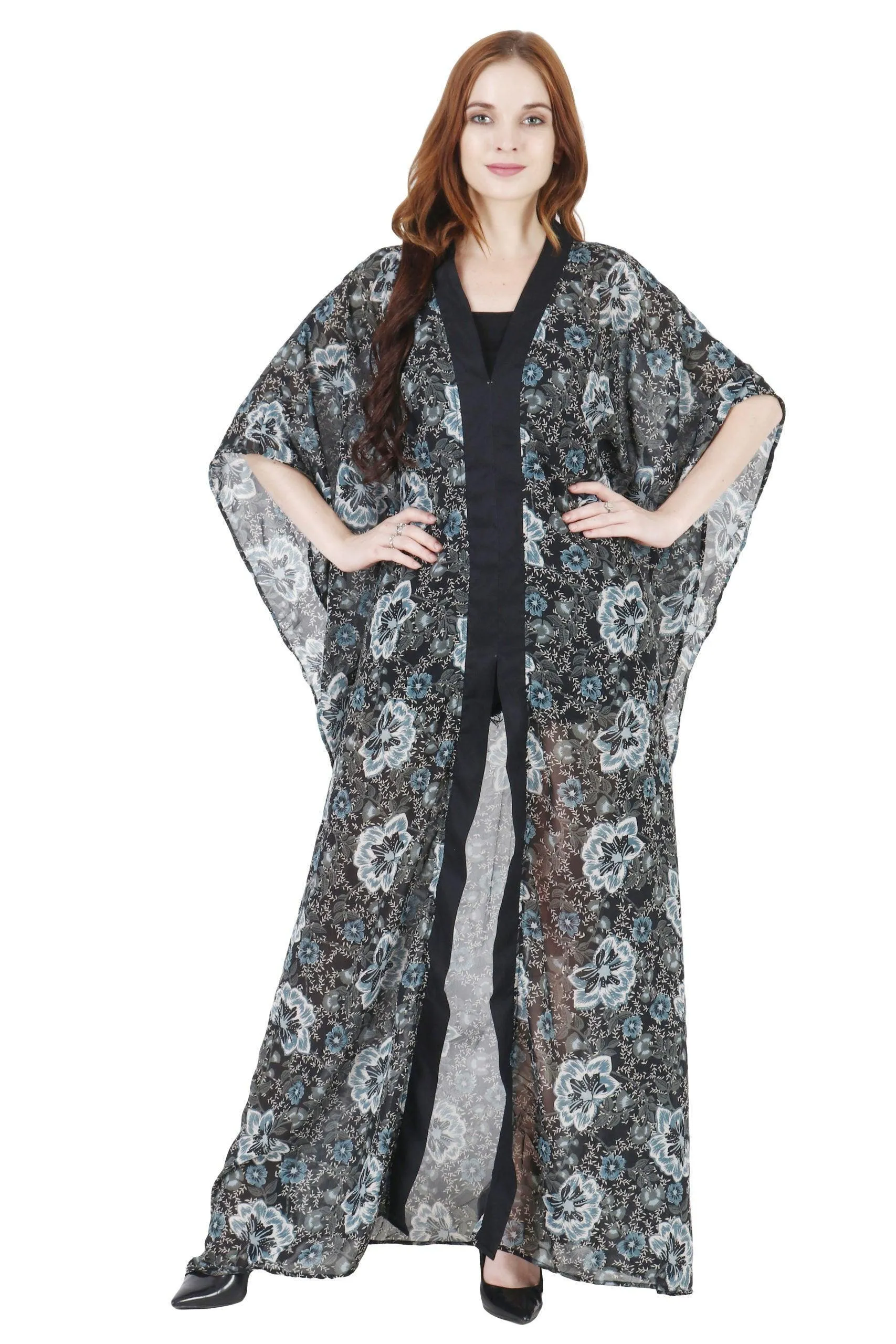Dark Floral Printed Kaftan