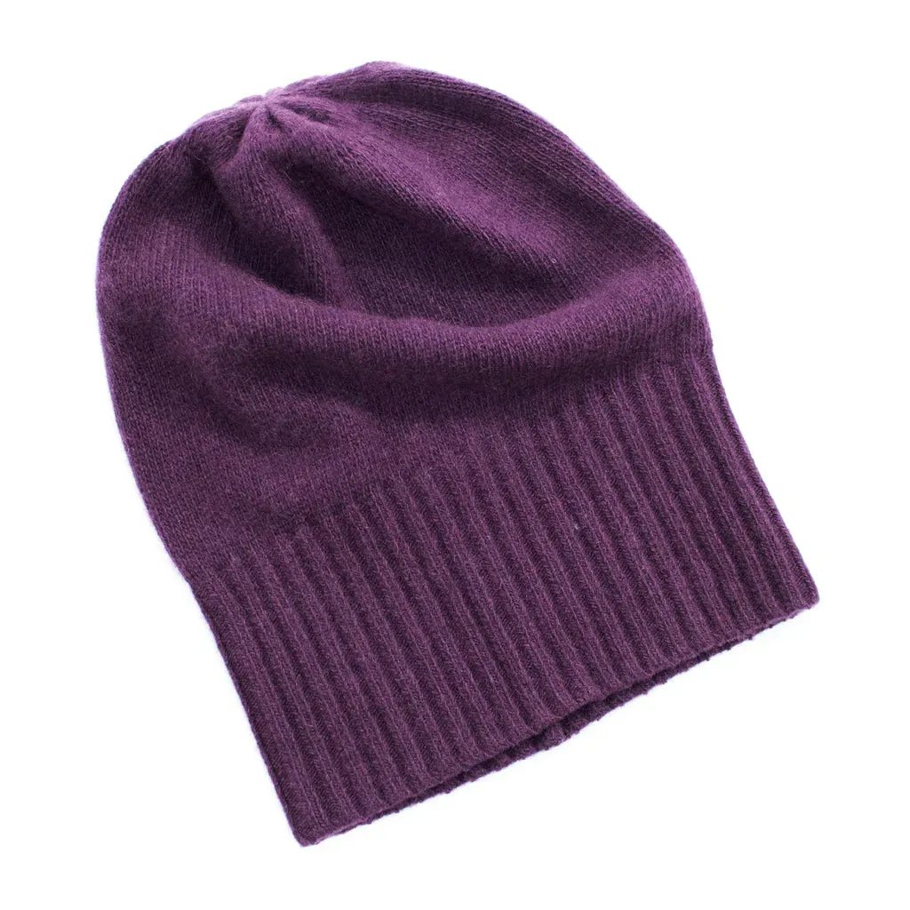 EGGPLANT Italian RIB CUFF SLOUCHY HAT