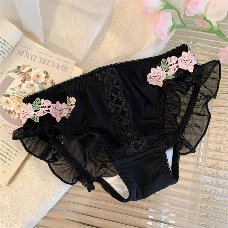 Embroidered Floral Corset Panties