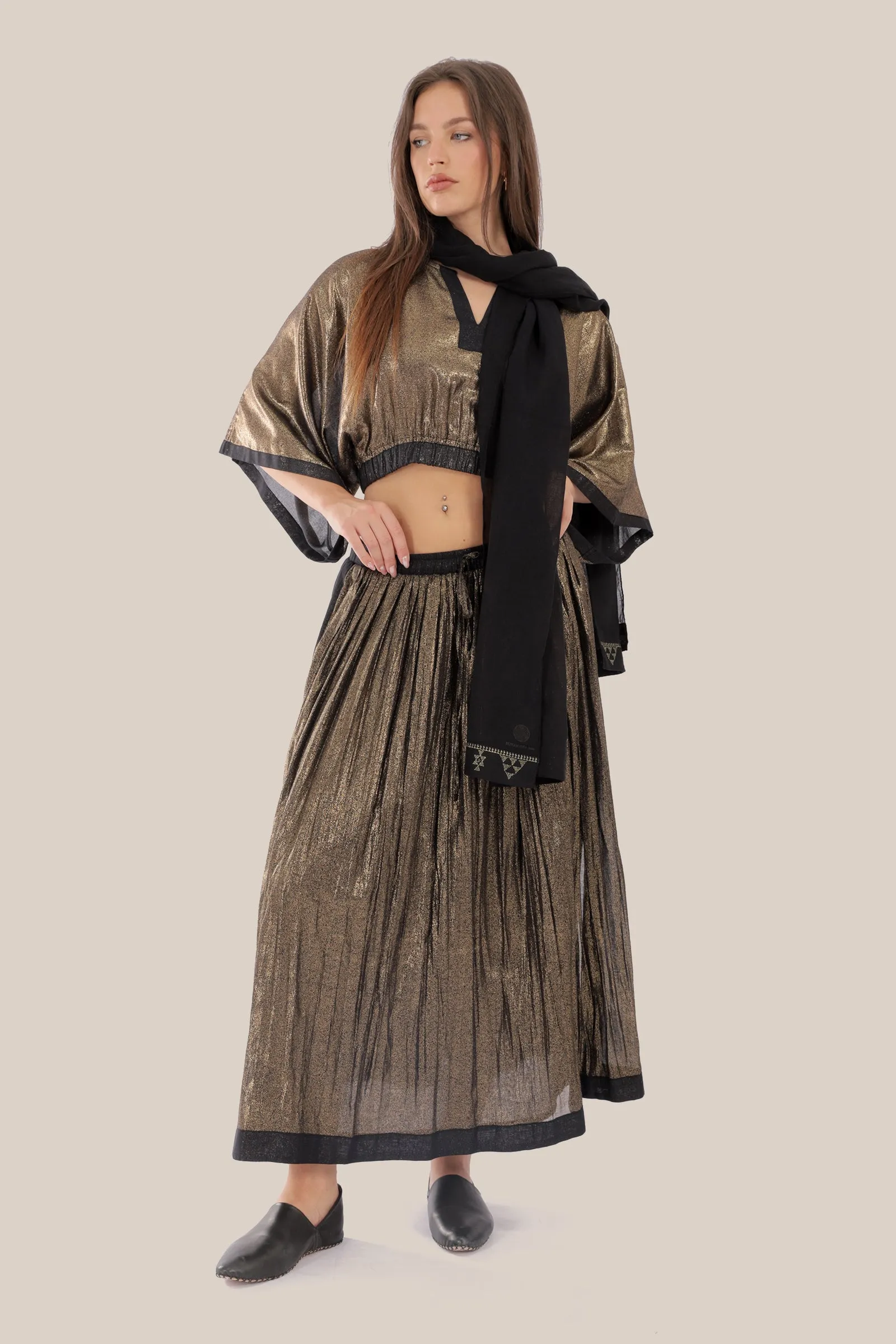 Embroidered light cotton voile scarf
