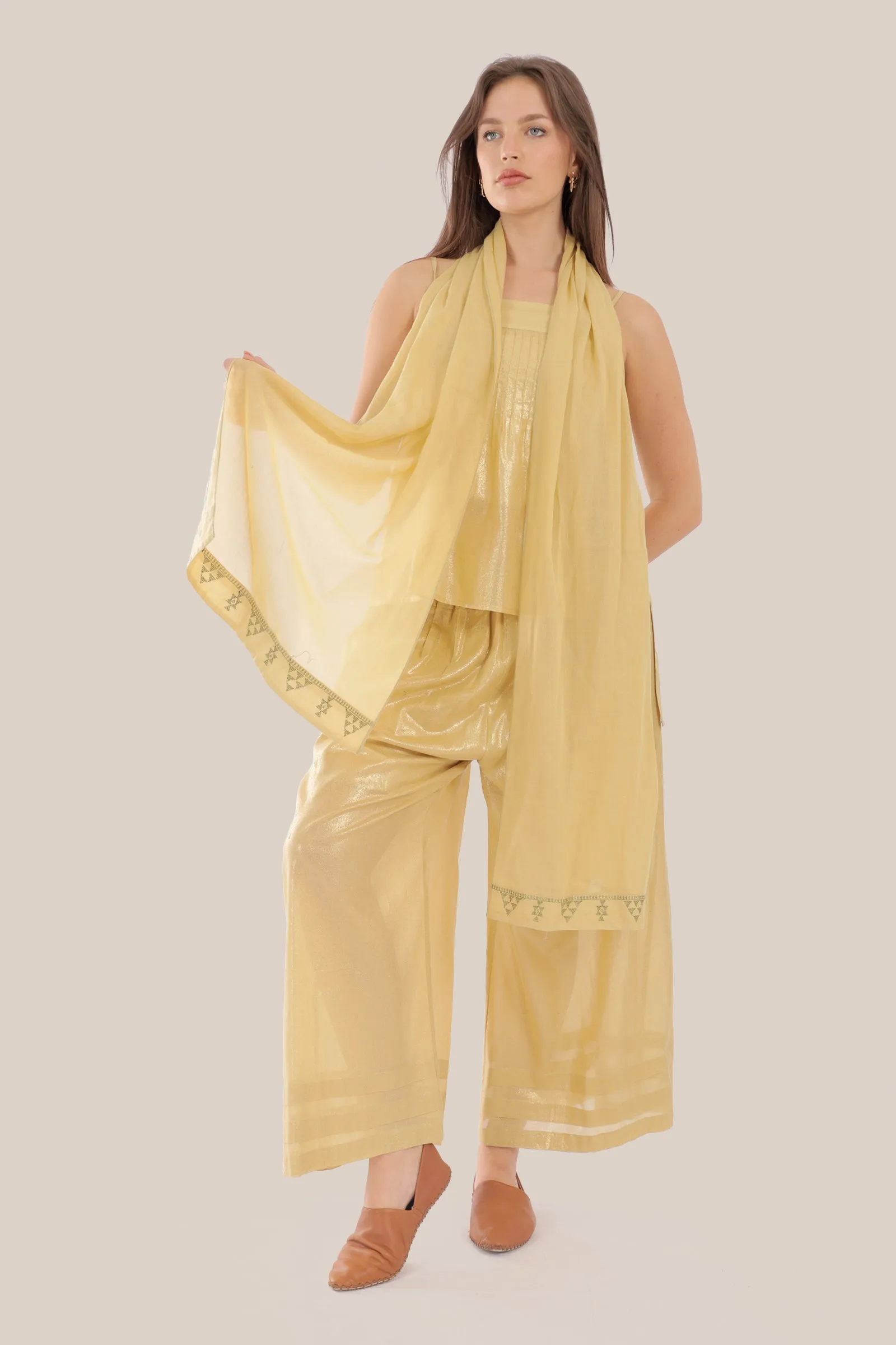 Embroidered light cotton voile scarf