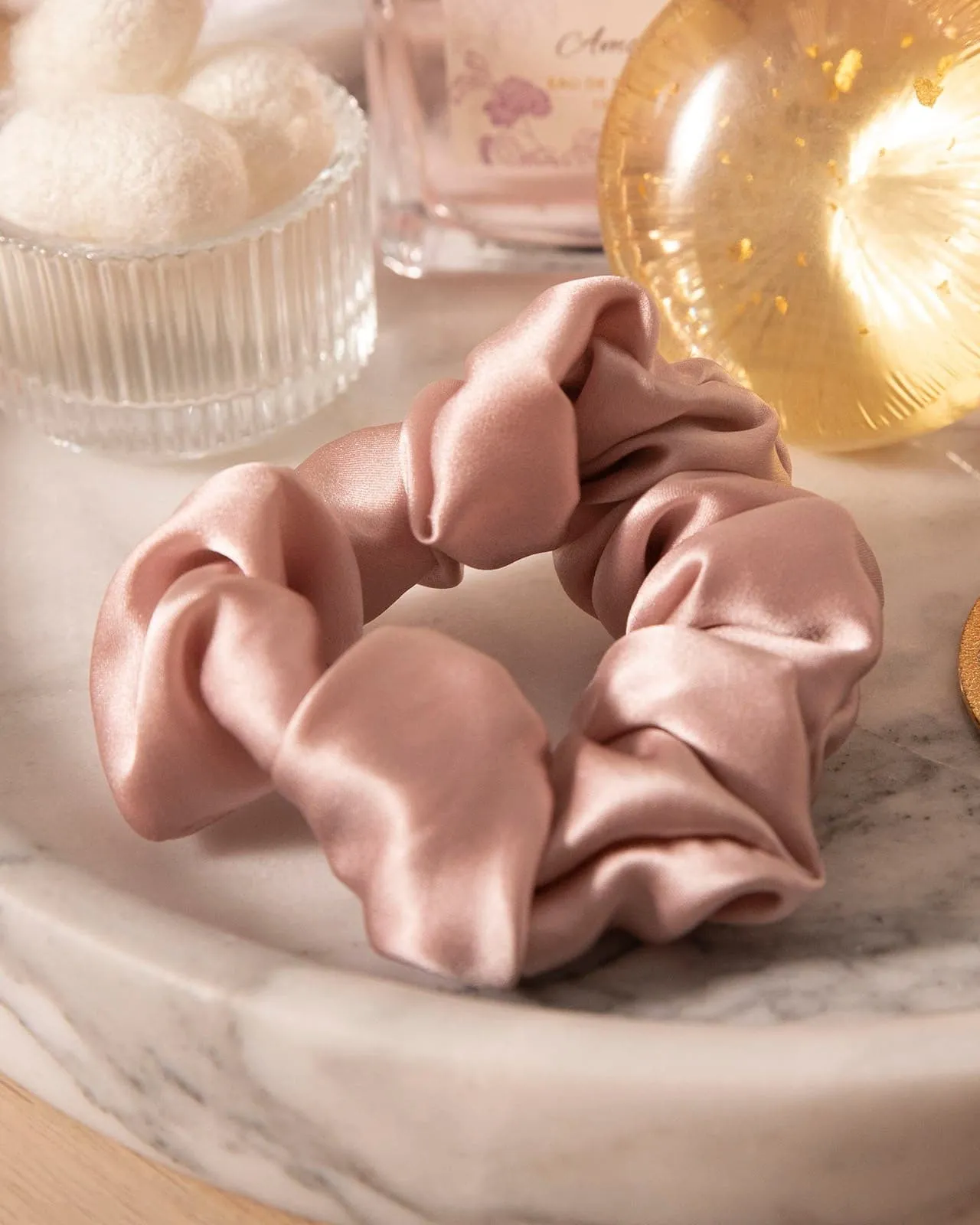 FEELITS 100% Royal Mulberry Silk. Natural Care Hair Scrunchies- Padma Pink