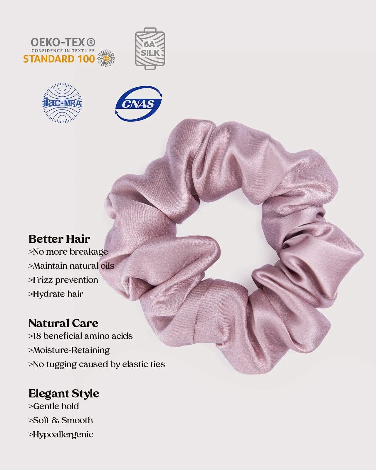 FEELITS 100% Royal Mulberry Silk. Natural Care Hair Scrunchies- Padma Pink