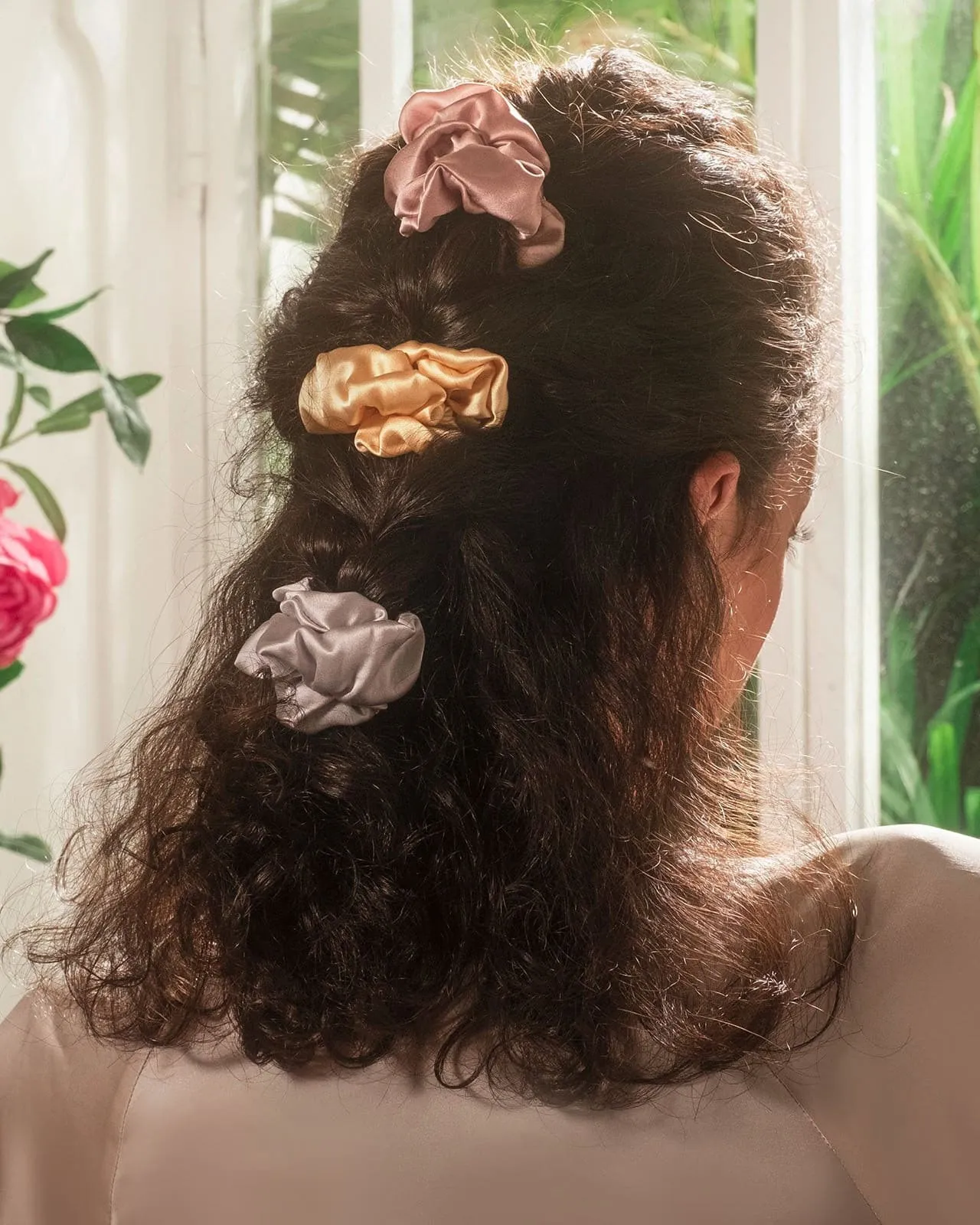 FEELITS 100% Royal Mulberry Silk. Natural Care Hair Scrunchies- Padma Pink
