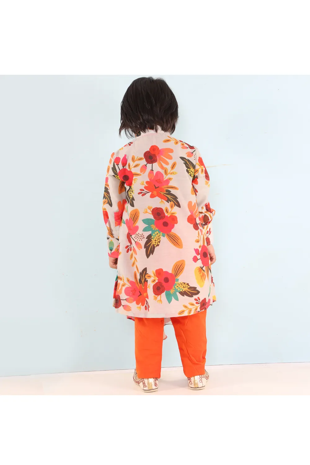 Floral print kurta with churidar set