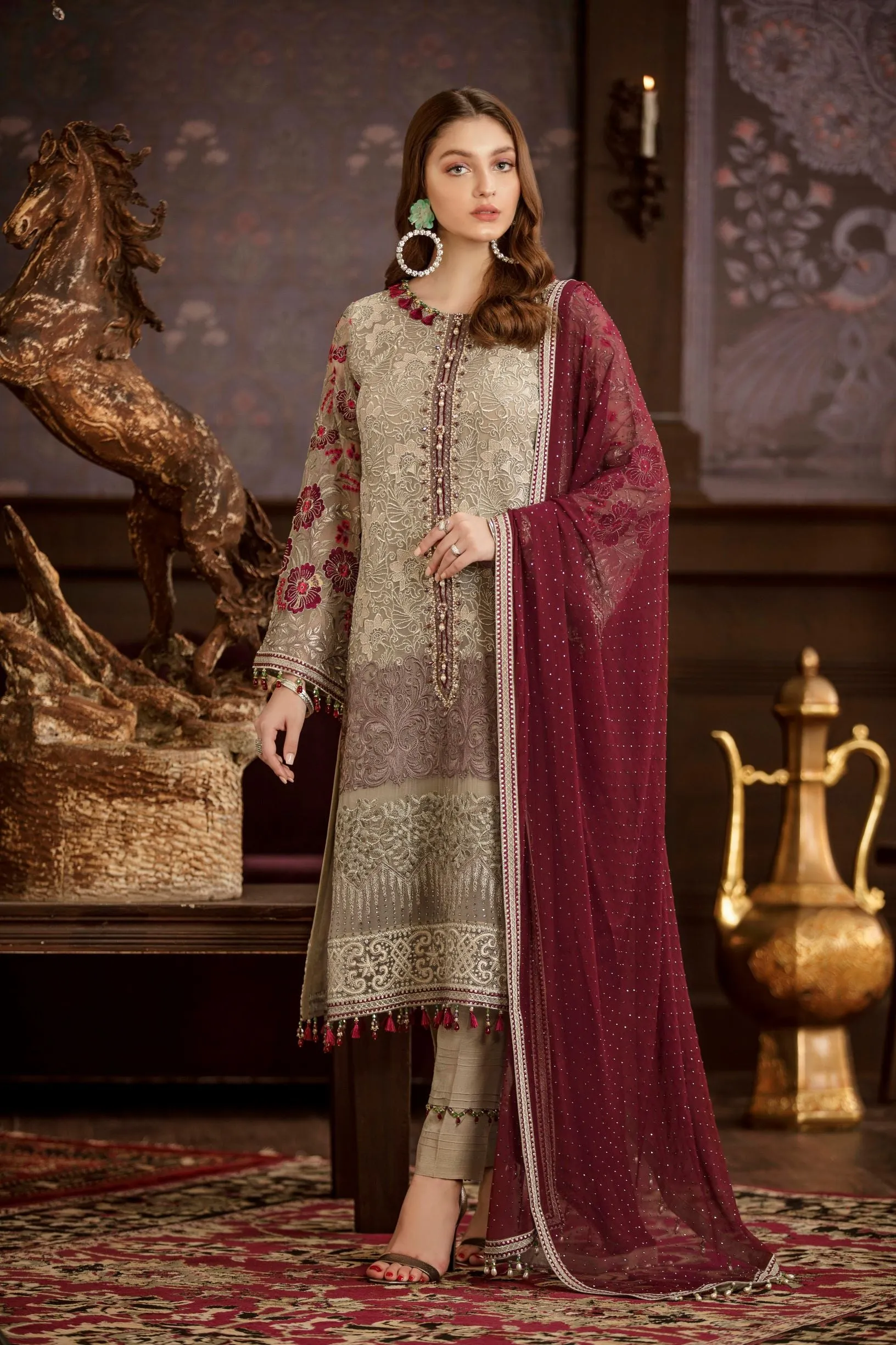 Flossie Embroidered Chiffon Collection – Luxury Edition Vol-5 – Caronation