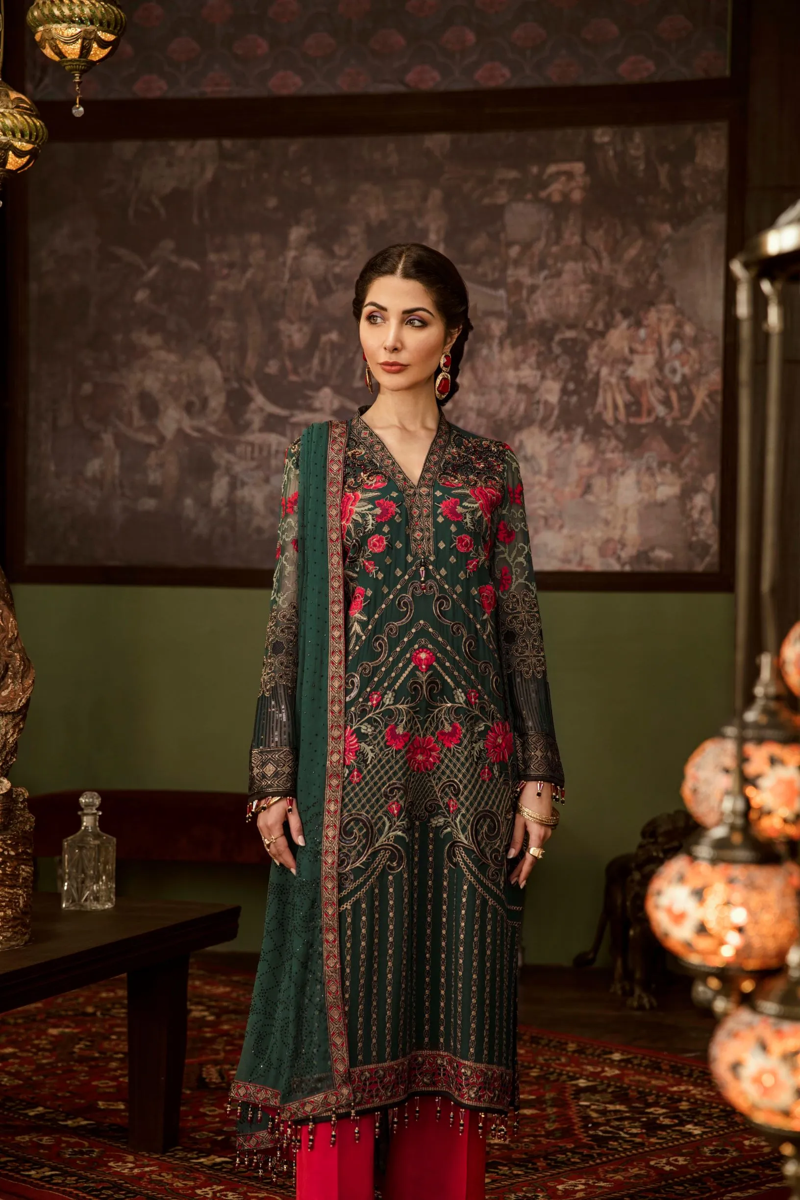 Flossie Embroidered Chiffon Collection – Luxury Edition Vol-5 – Ruby Woa