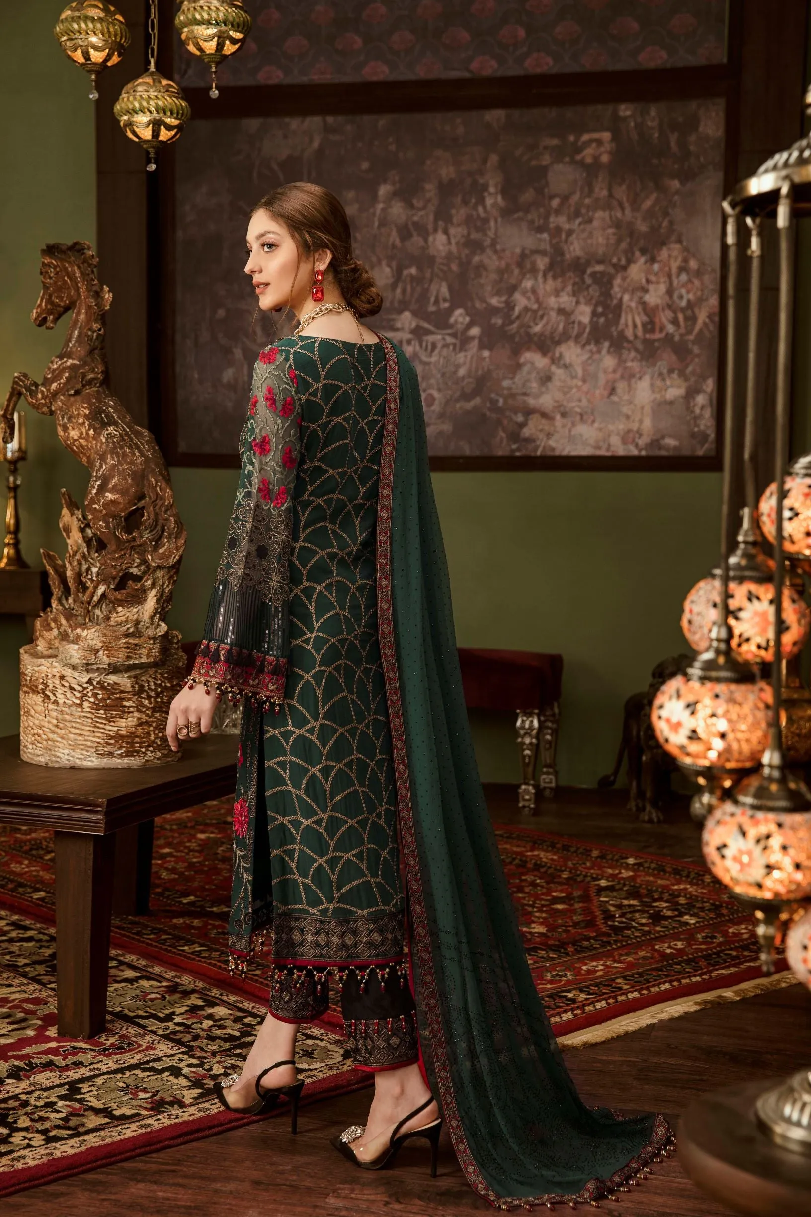 Flossie Embroidered Chiffon Collection – Luxury Edition Vol-5 – Ruby Woa