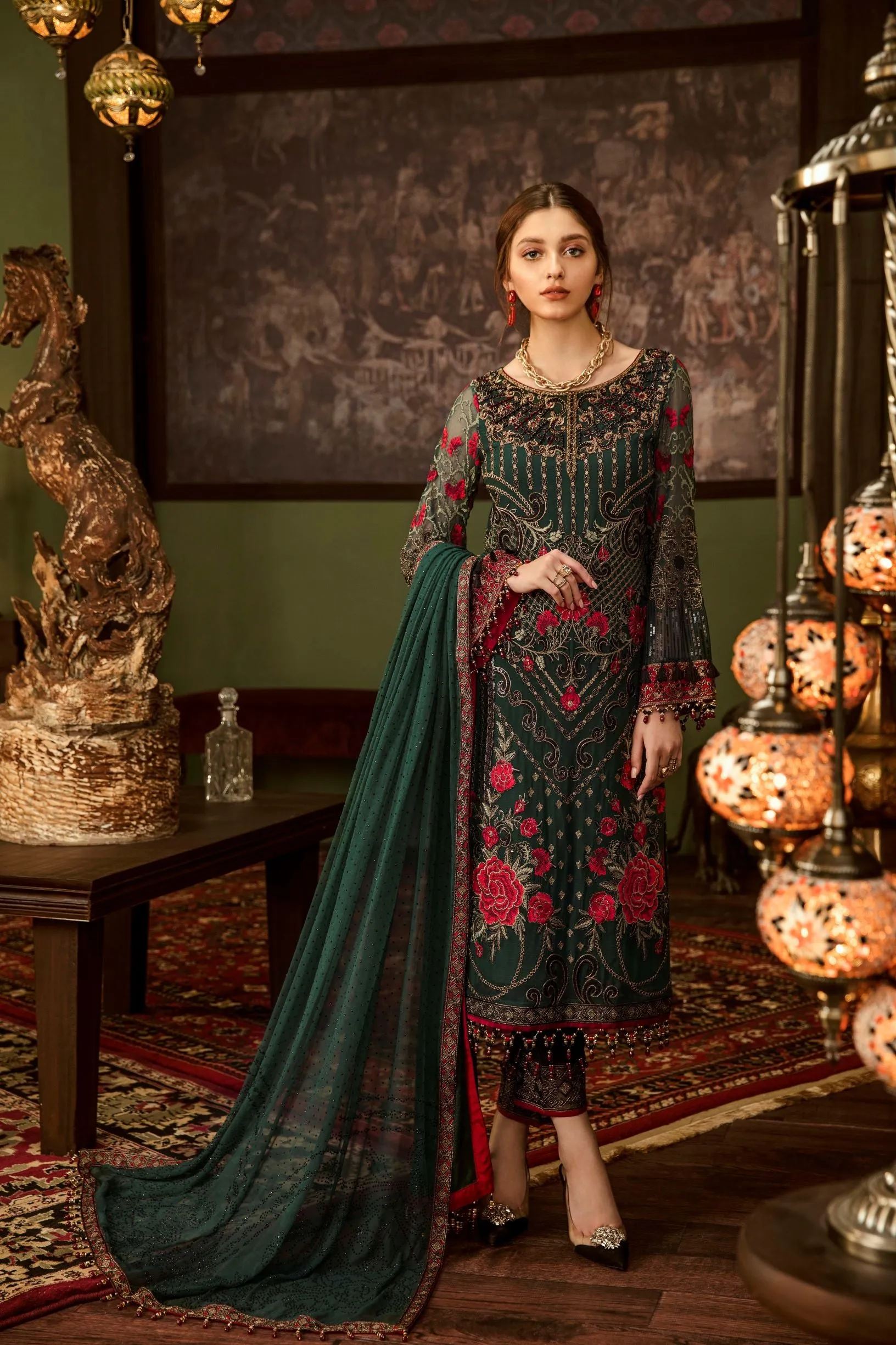 Flossie Embroidered Chiffon Collection – Luxury Edition Vol-5 – Ruby Woa