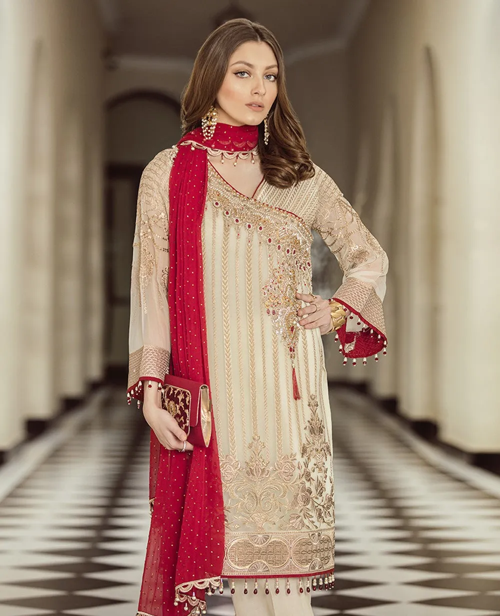 Flossie Embroidered Chiffon Lavish Luxury Edition – 08 White Opulence