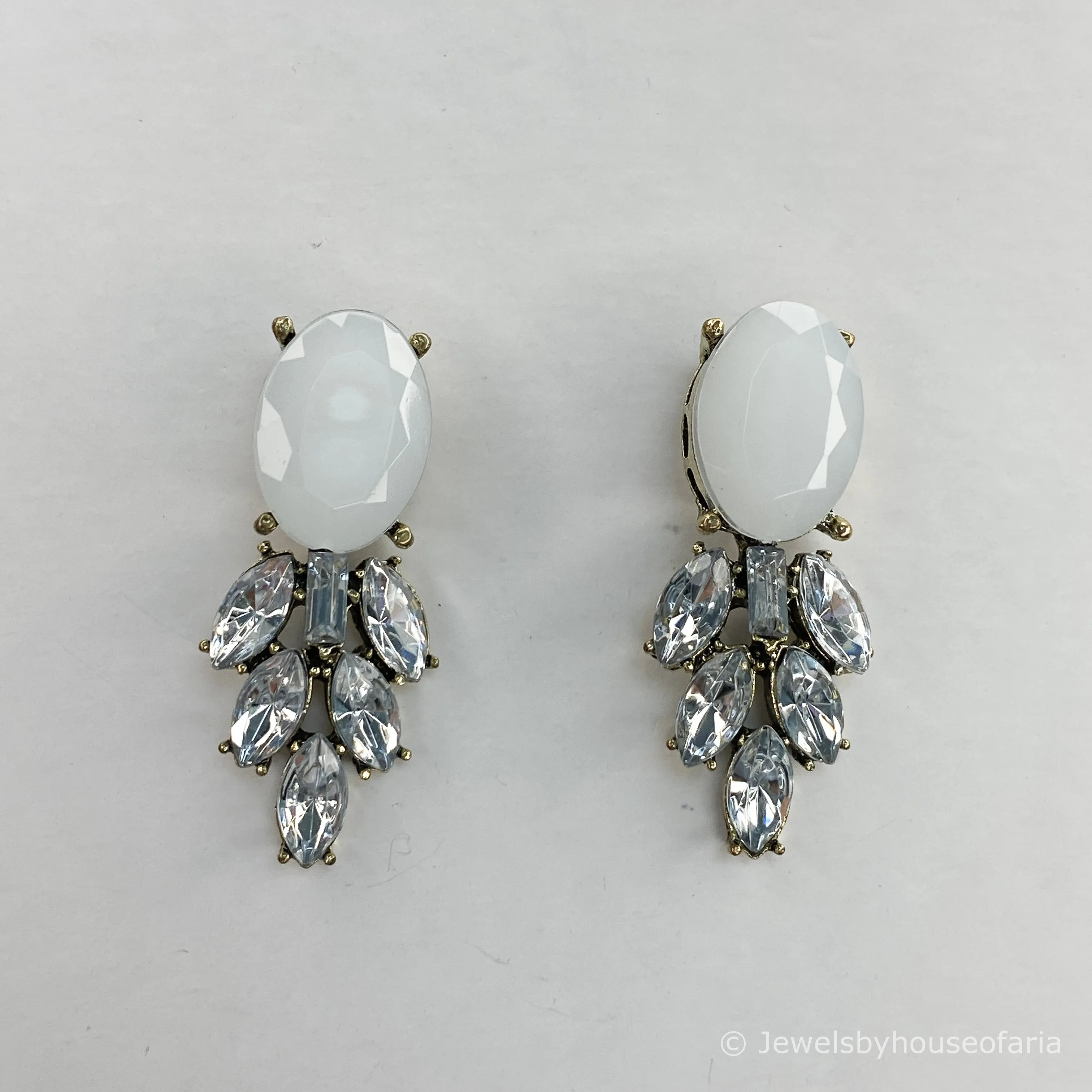 FREYA White & Gold Jewel Necklace Set