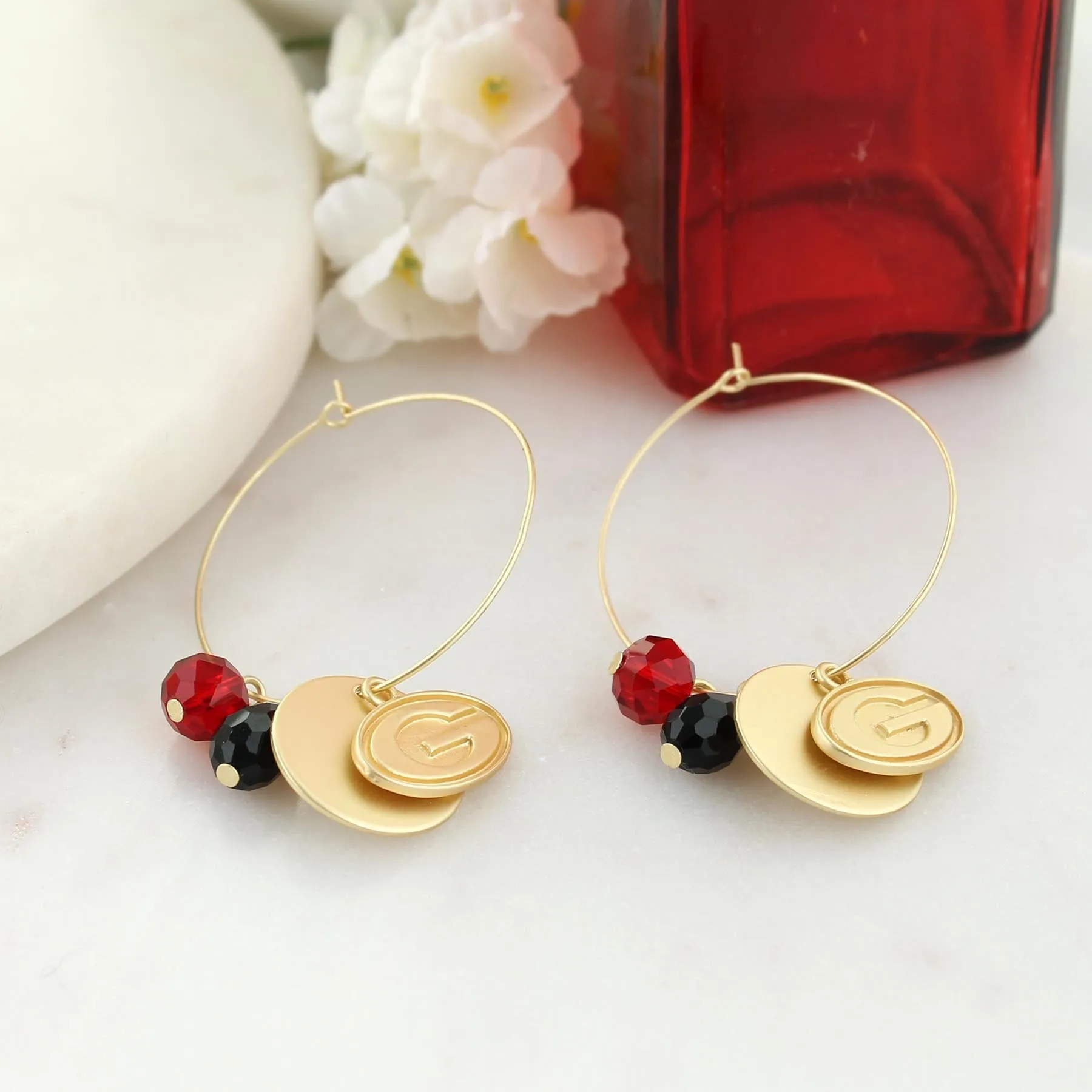 Georgia Matte Gold Logo Hoop Earrings