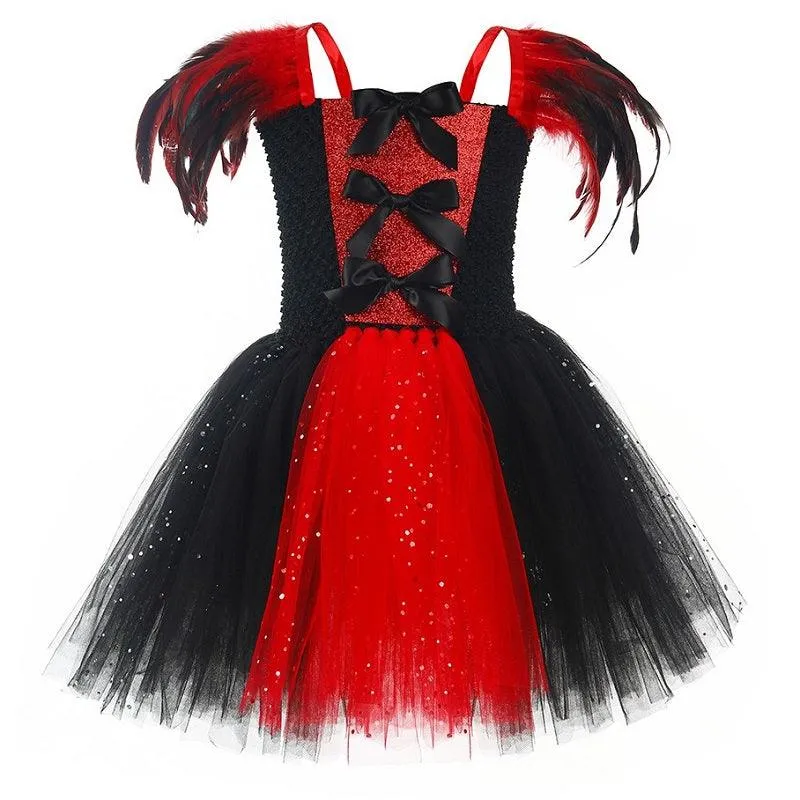 Girl's Bow Shining Princess Dress Makeup Ball Dress Halloween Role Playing Costume Glamorous Little Witch: A Must-Have for Holiday Parties