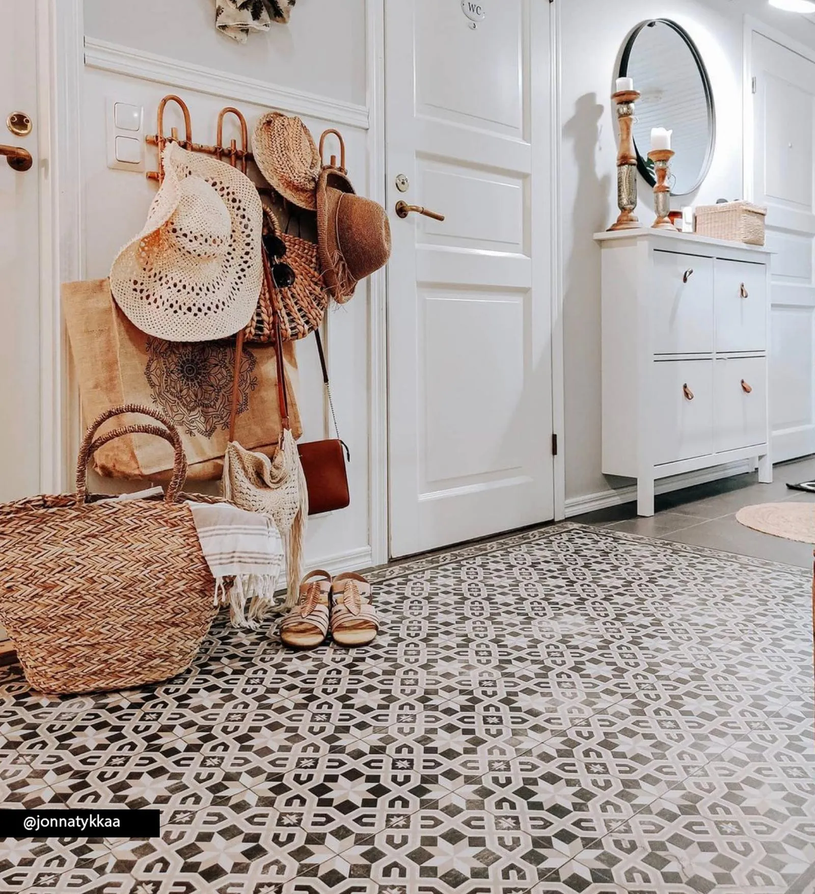 Gothic Anicent tile Antique Vinyl Rug