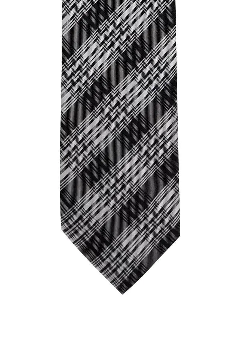 Gray Plaid with Tan Traditional Tie