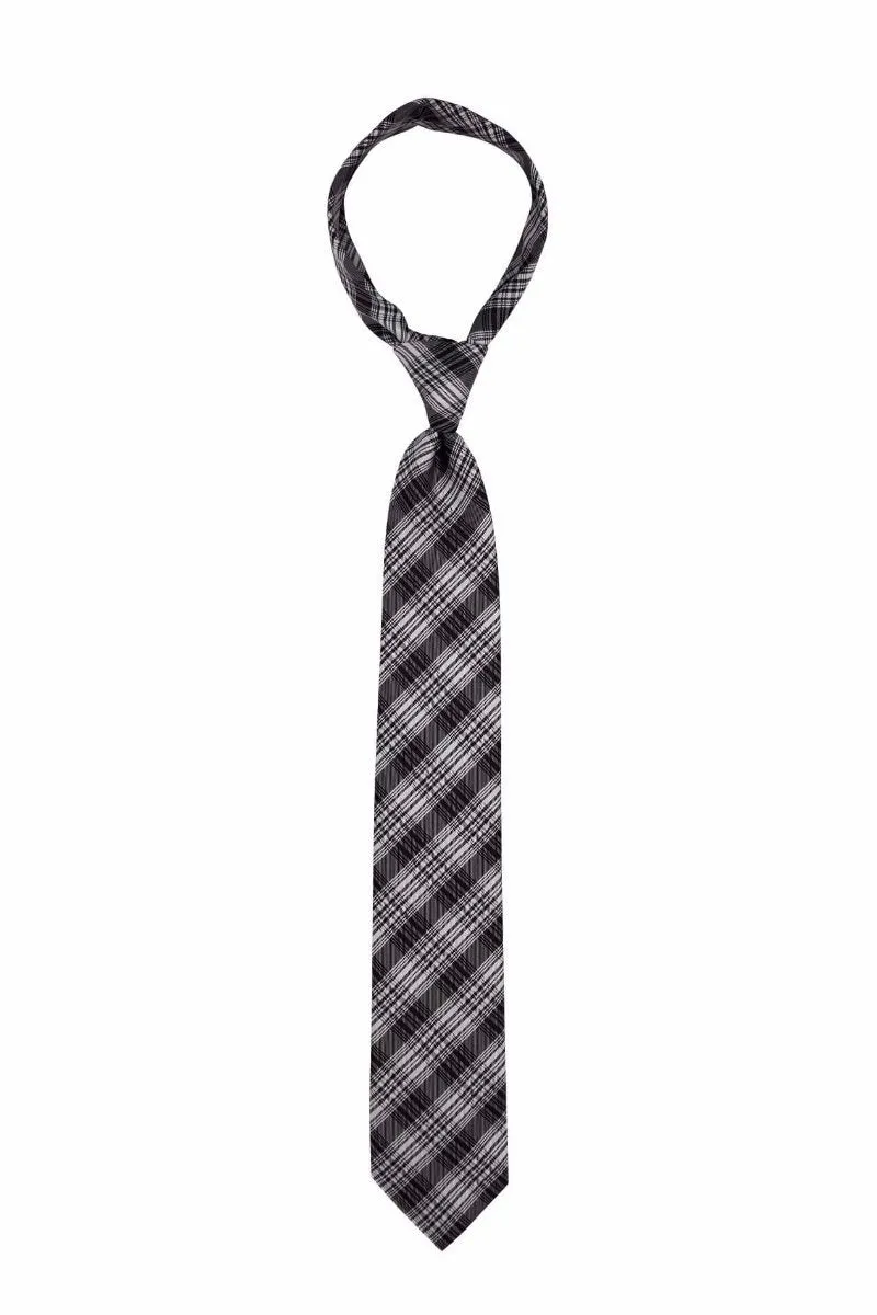Gray Plaid with Tan Traditional Tie