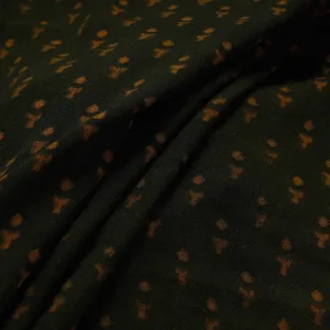 Green & Yellow Butti's Pure Wool Handloom Ajrakh Hand Block Printed Fabric