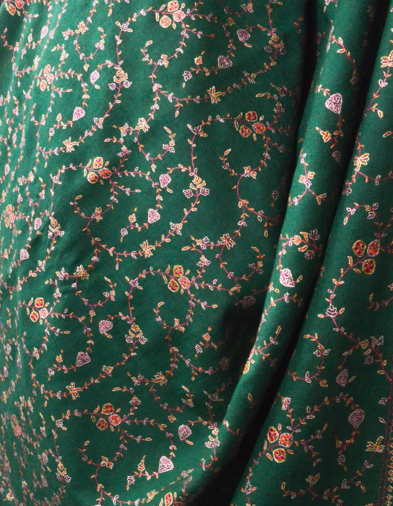 Green Pashmina Shawl With Sozni Work 5704