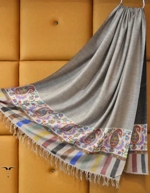 Grey & Black Kani Pashmina Shawl 7069