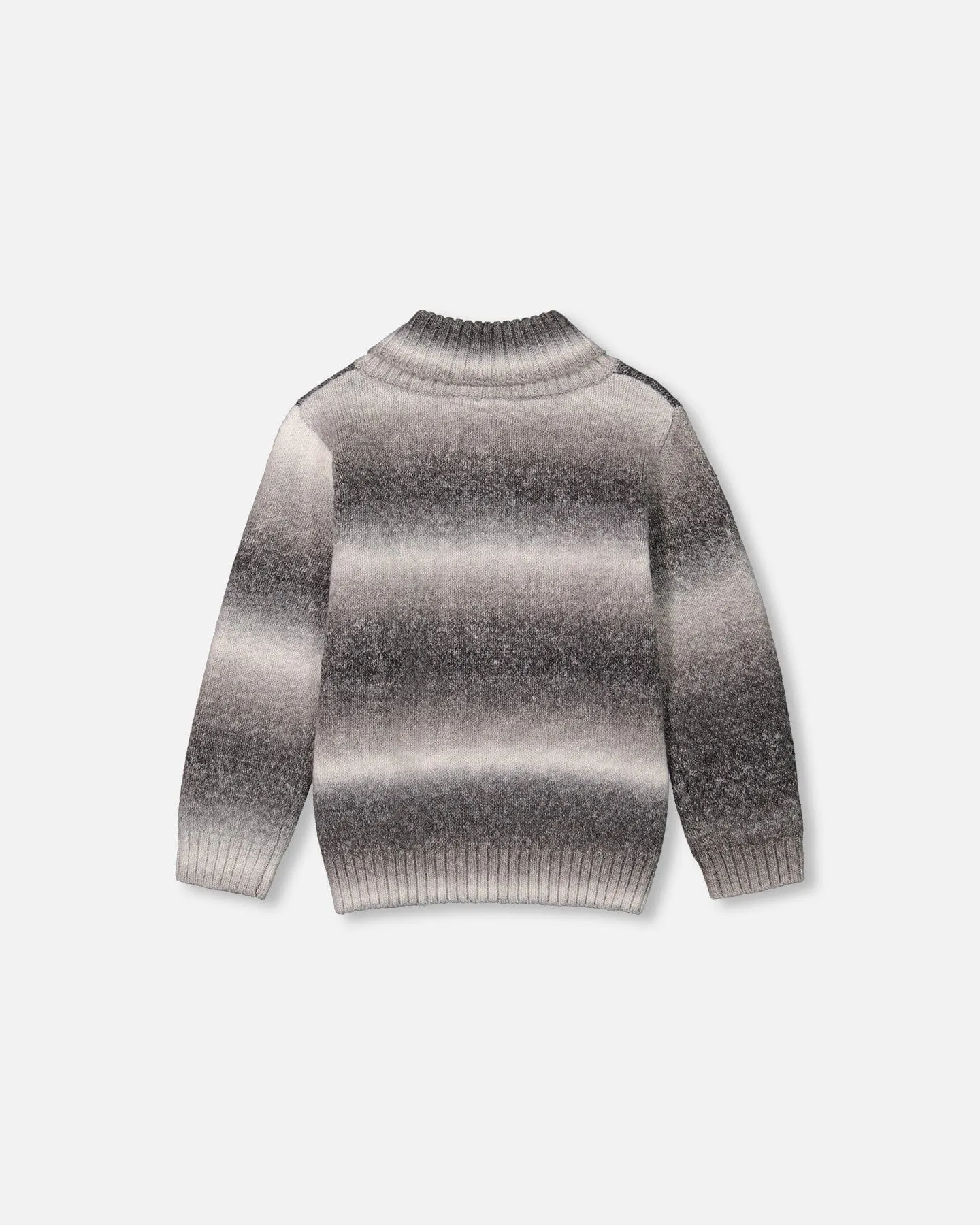 Grey Gradient Knitted Sweater With Collar