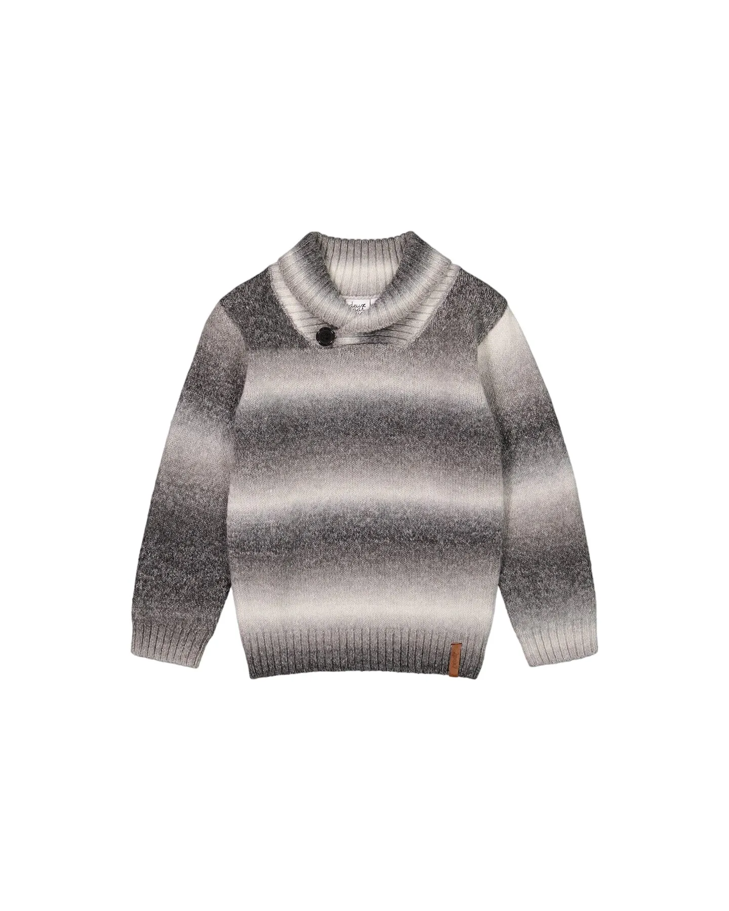Grey Gradient Knitted Sweater With Collar