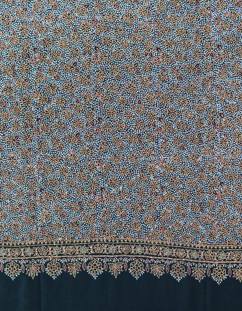 Hand Embroidered Pashmina Shawl Black 5303