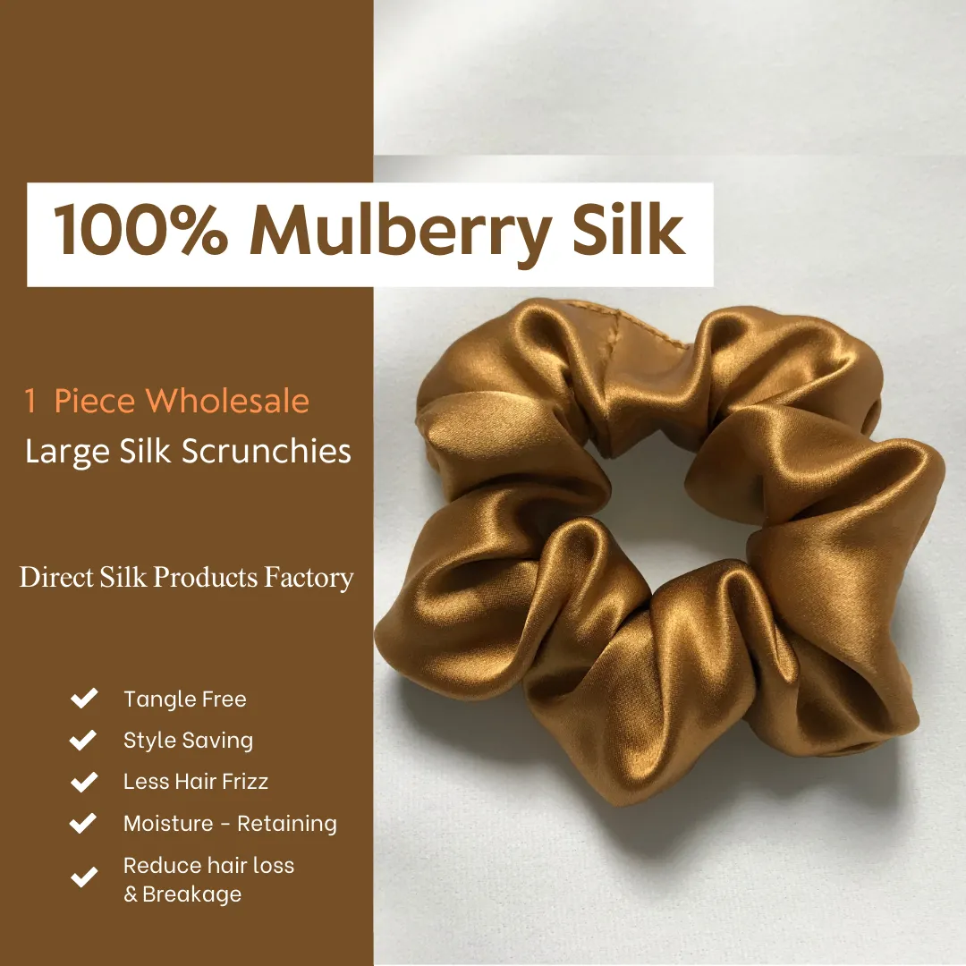 Large Silk Scrunchies Light Brown