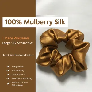 Large Silk Scrunchies Light Brown