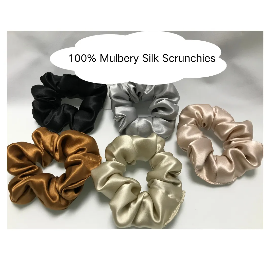 Large Silk Scrunchies Light Brown