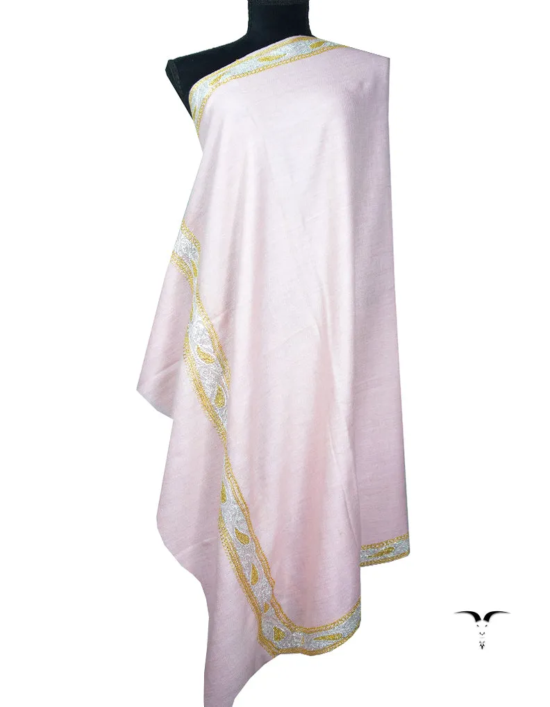 lavender pink tilla embroidery pashmina shawl 8760