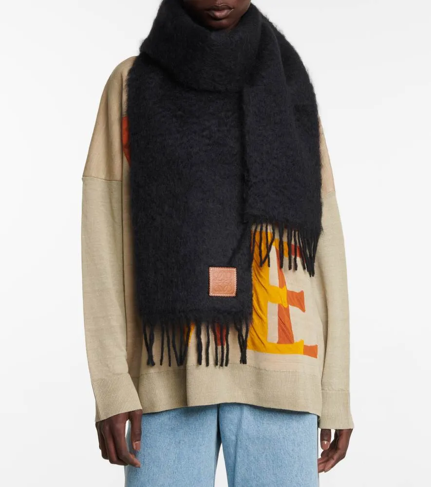 Loewe mohair and wool blend scarf, black