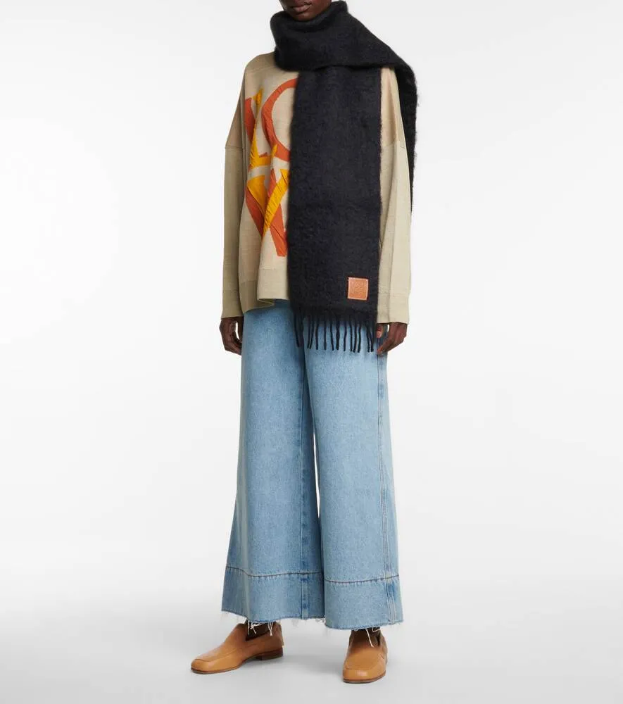 Loewe mohair and wool blend scarf, black