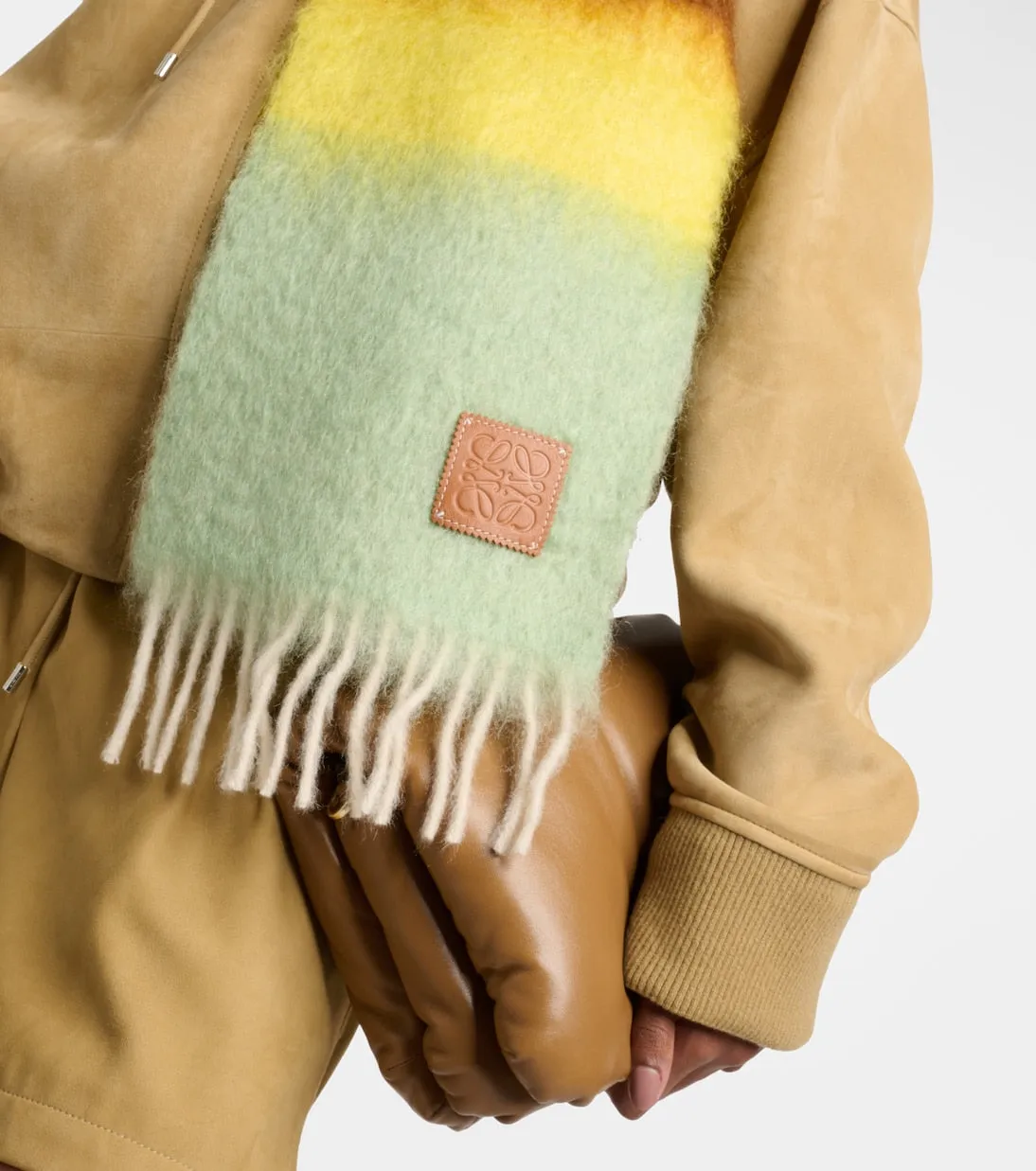 Loewe striped mohair and wool scarf, black