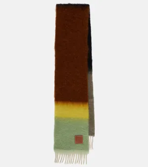 Loewe striped mohair and wool scarf, black