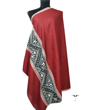 Maroon & Black Pashmina Shawl With Sozni Work 5788