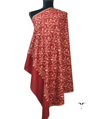 Maroon Pashmina Shawl With Sozni Work 5814