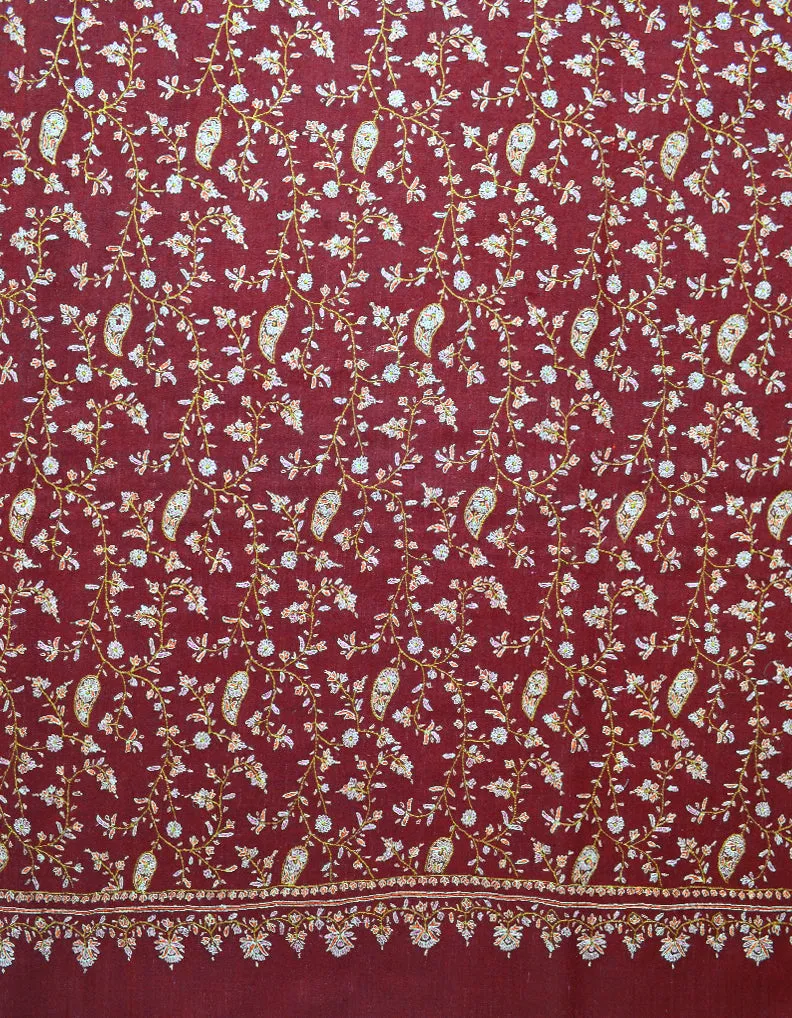Maroon Pashmina Shawl With Sozni Work 5814