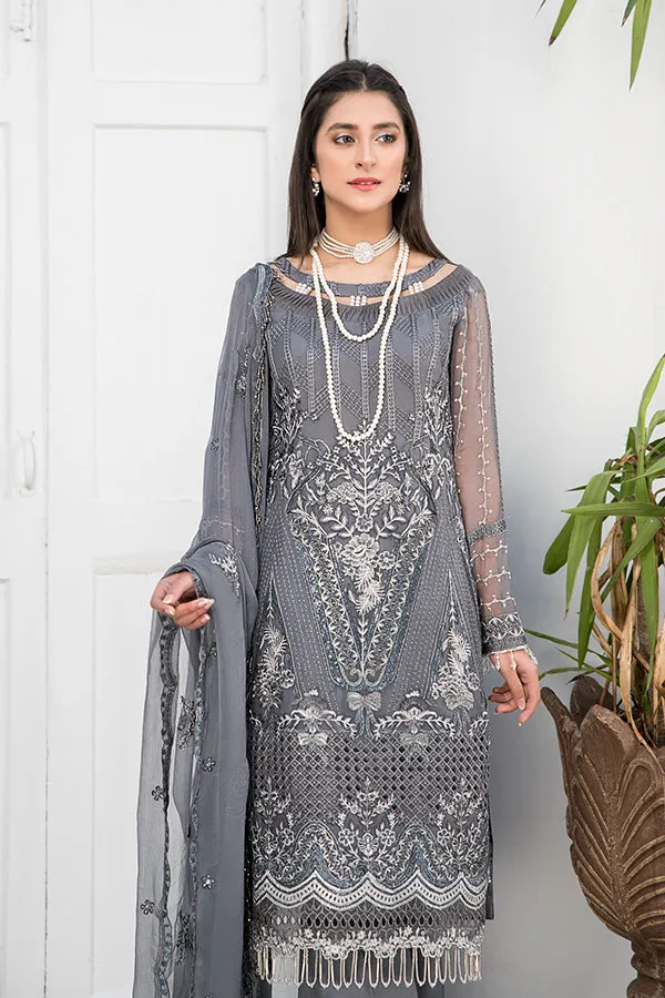 Maryam's Embroidered Luxury Chiffon Collection Vol-24 – D-27 Charcoal Grey