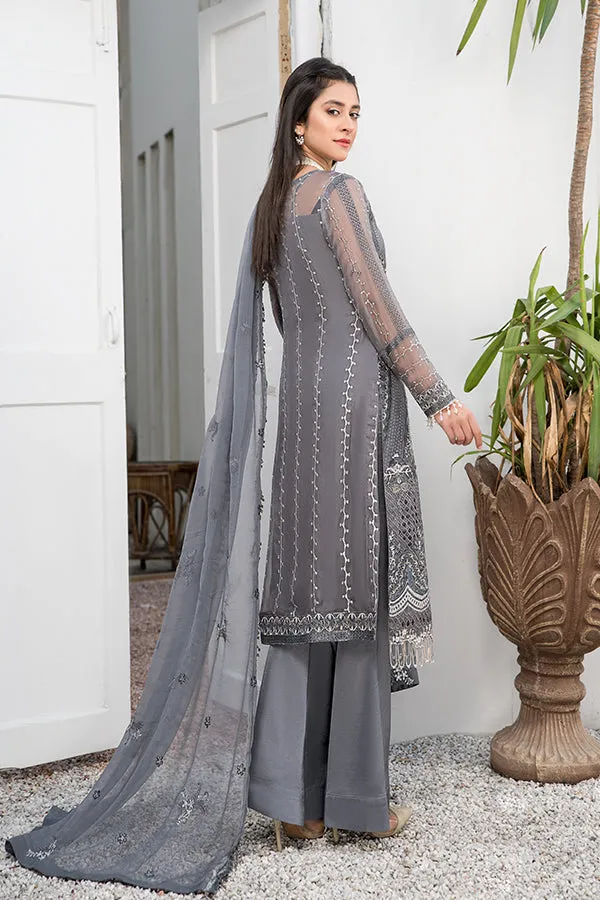 Maryam's Embroidered Luxury Chiffon Collection Vol-24 – D-27 Charcoal Grey