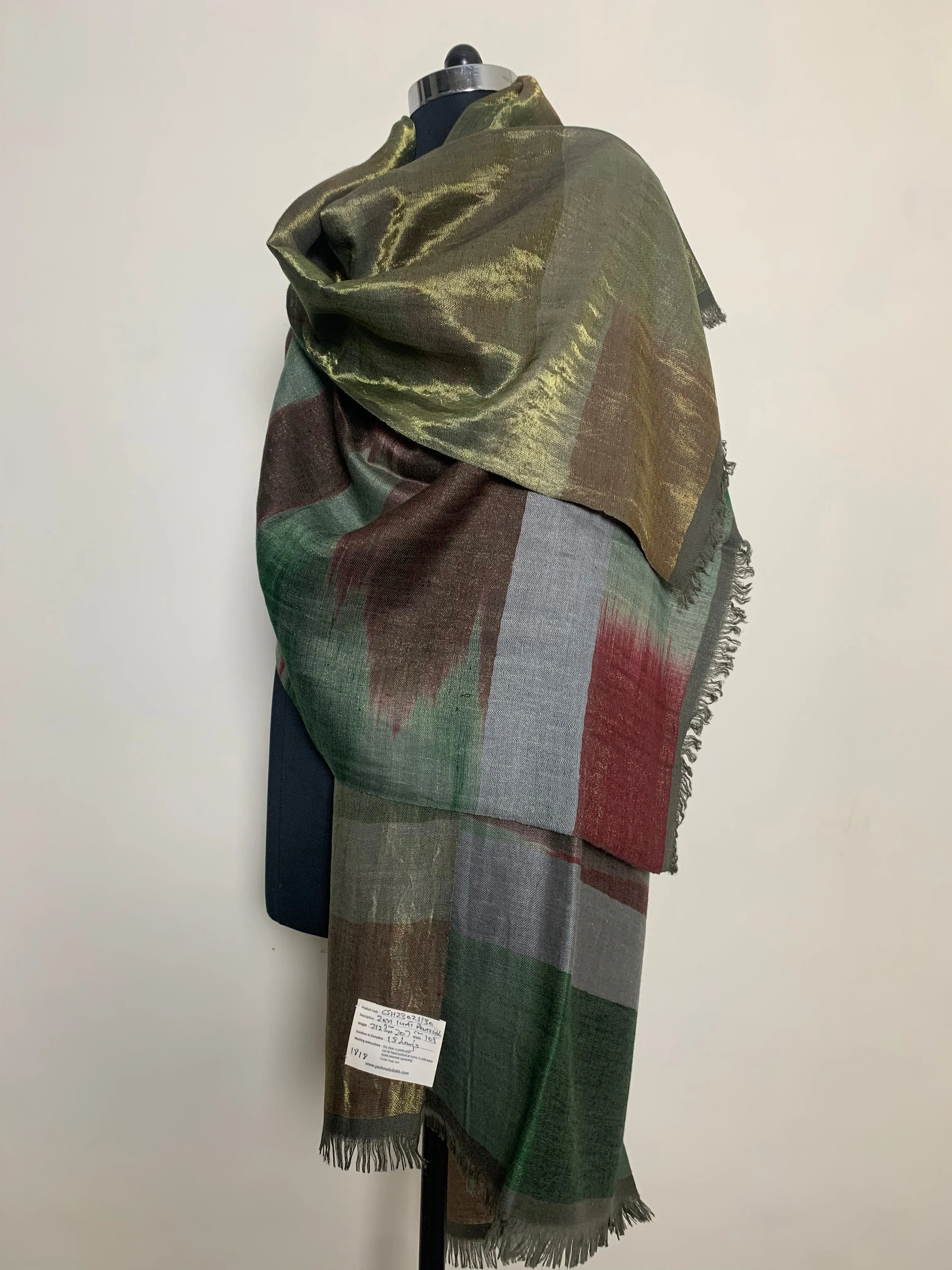 Mehreen Metallic Ikat Reversible Cashmere Shawl