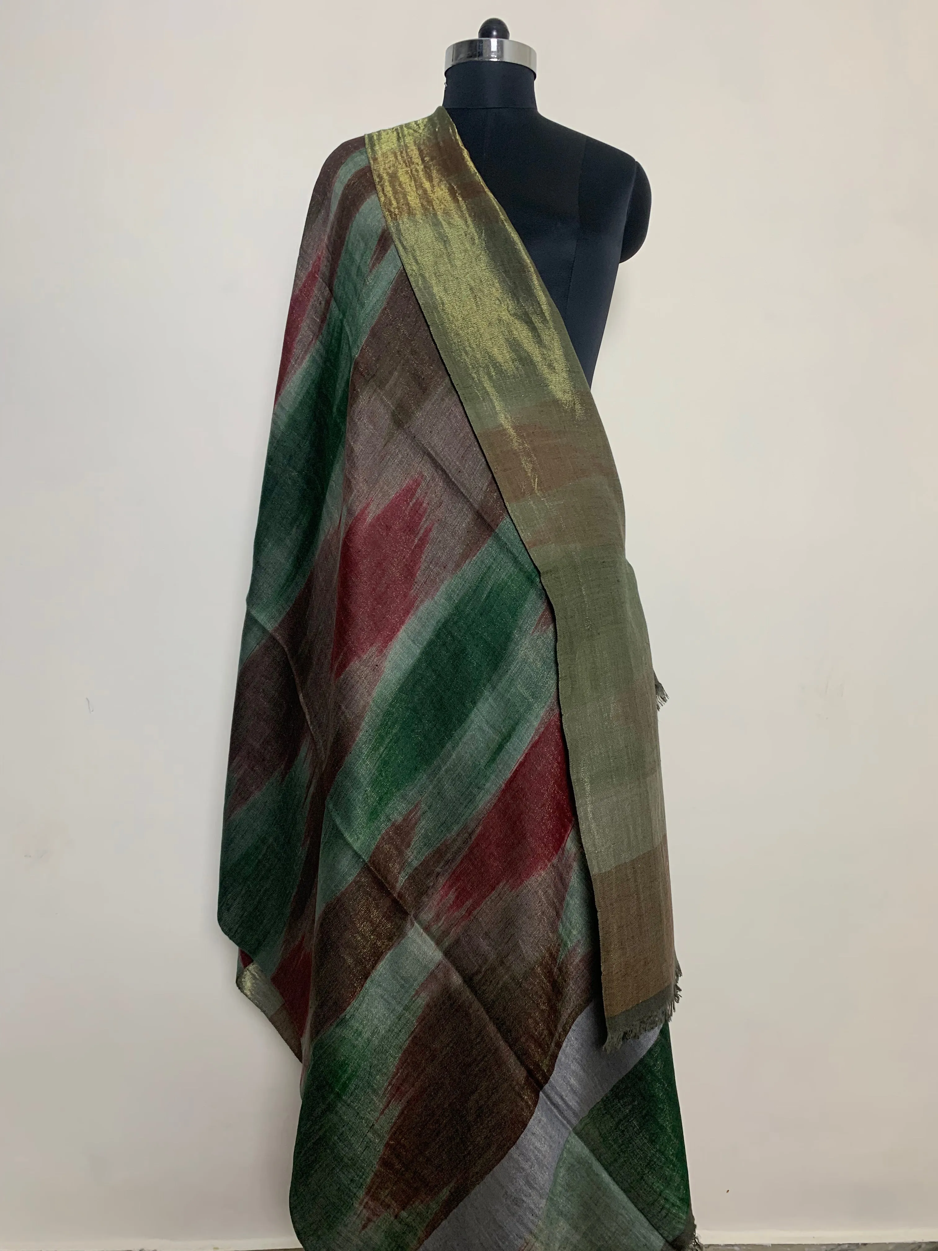 Mehreen Metallic Ikat Reversible Cashmere Shawl
