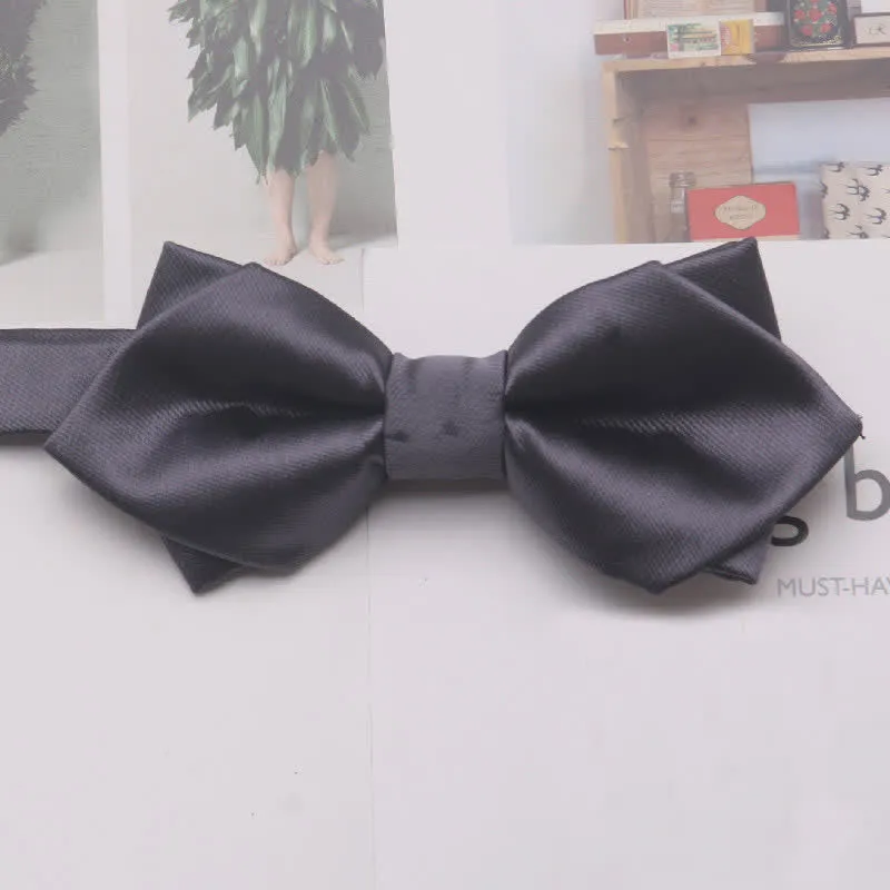 Men's Casual Solid Color Double Layered Pointed Bow Tie