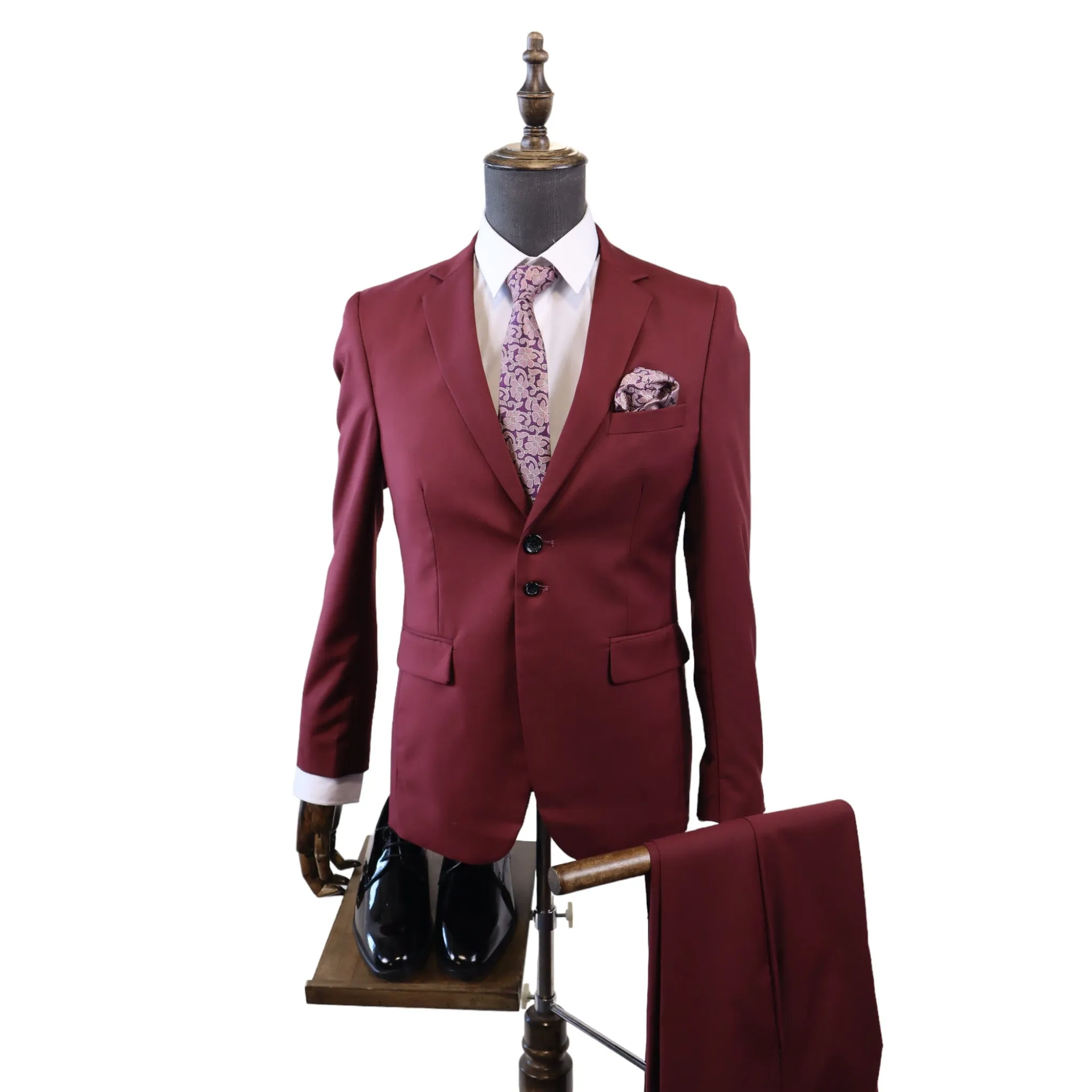 Men's Tailored Burgundy 2PC Suit